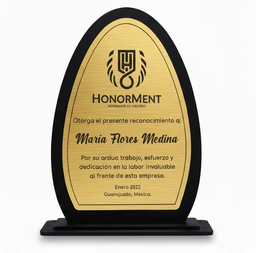 Reconocimiento De Escritorio En Acrílico Ovalado