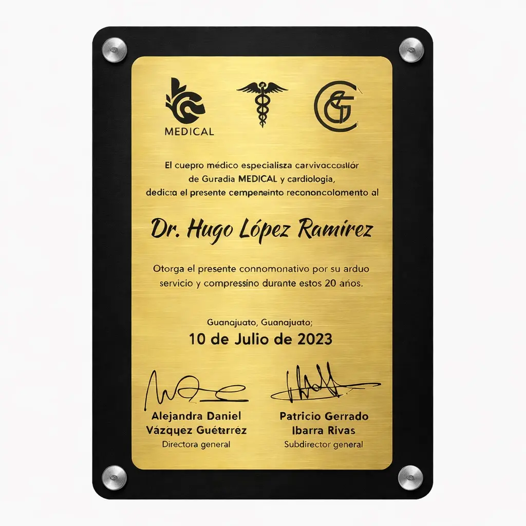 Reconocimiento / Placa Conmemorativa de Pared 20x30cm