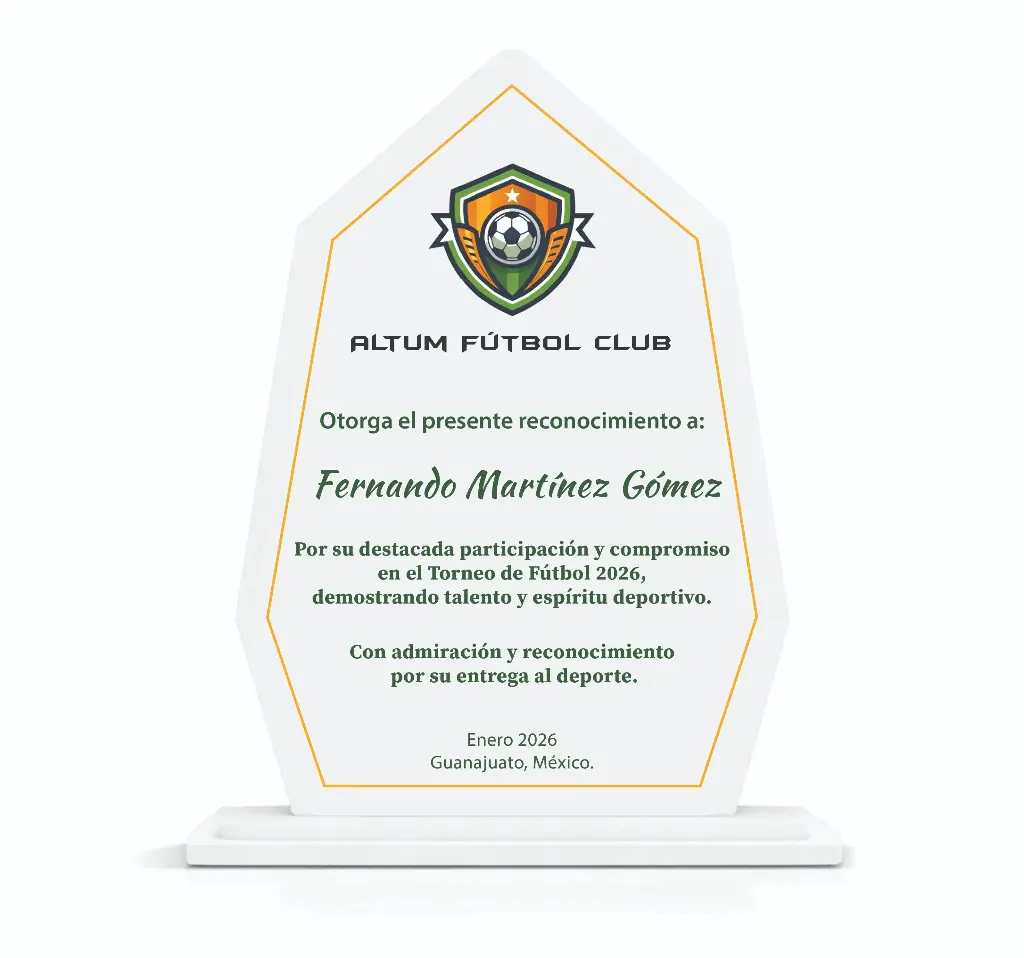 Reconocimiento De Escritorio En Acrílico Diamante a Color UV