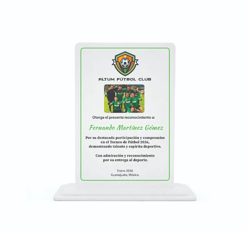 Reconocimiento De Escritorio En Acrílico Rectangular a Color UV
