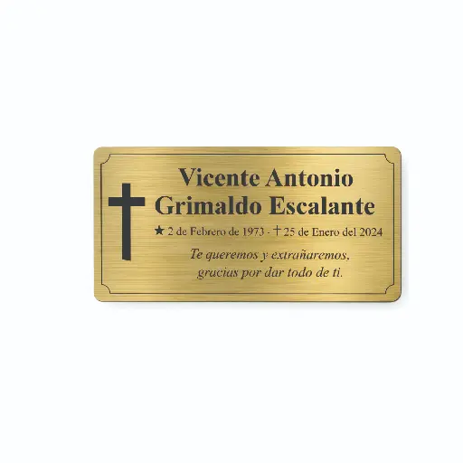 Placa Funeraria 16x8cm