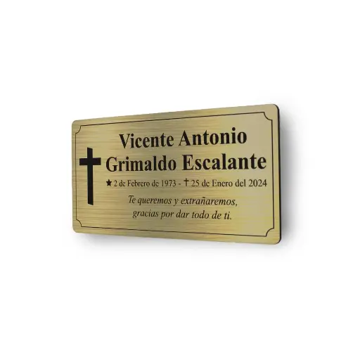 Placa Funeraria 8x4cm