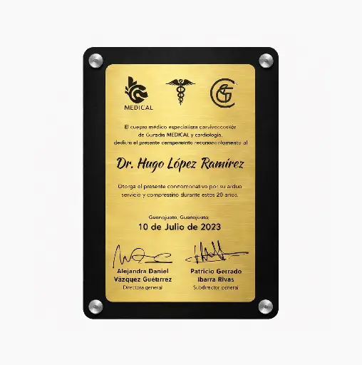Reconocimiento / Placa Conmemorativa de Pared 20x30cm