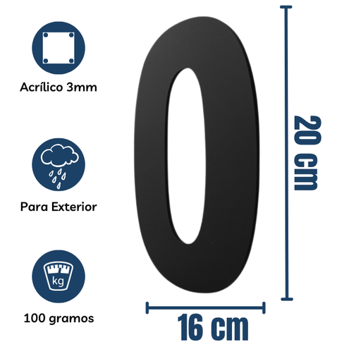 Número Residencial de Acrílico con Adhesivo 20cm Alto